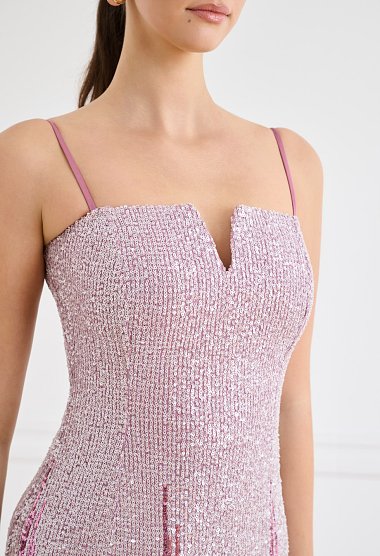 Pink sequin midi dress
