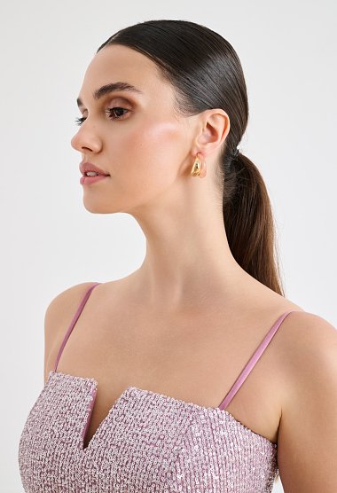 Pink sequin midi dress