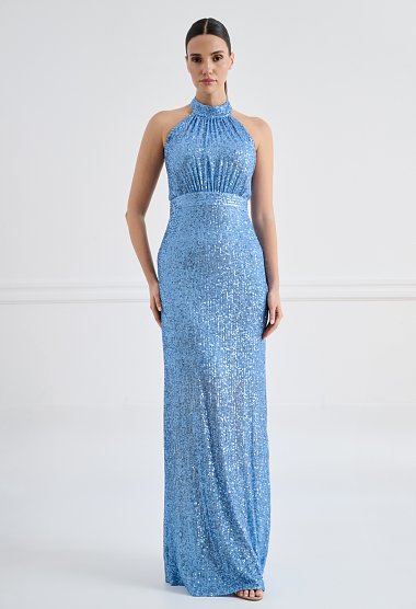 Long evening gown with sequins