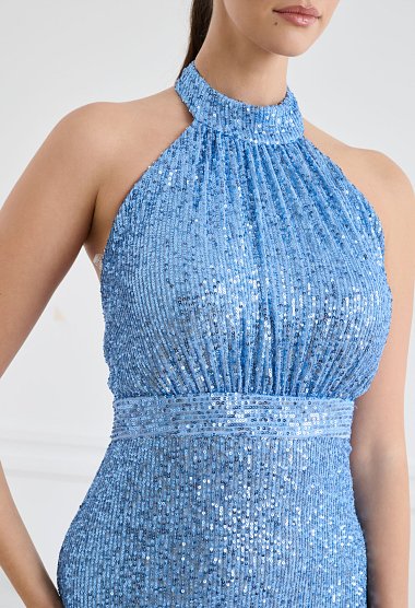 Long evening gown with sequins
