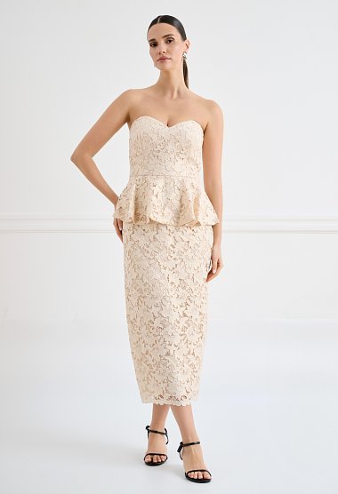 Midi lace dress with peplum