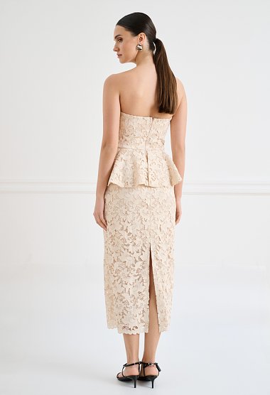 Midi lace dress with peplum