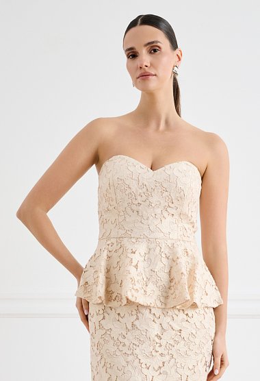 Midi lace dress with peplum