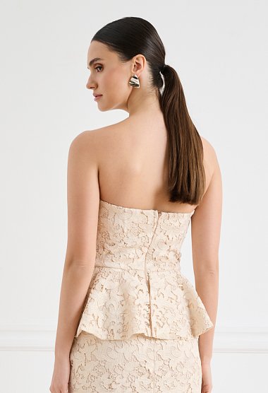 Midi lace dress with peplum