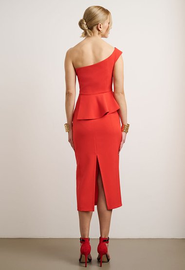 Midi φόρεμα one shoulder με peplum