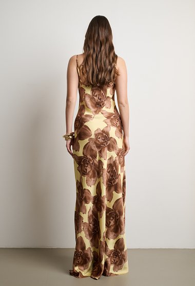 Μάξι φόρεμα με floral print και τιράντες