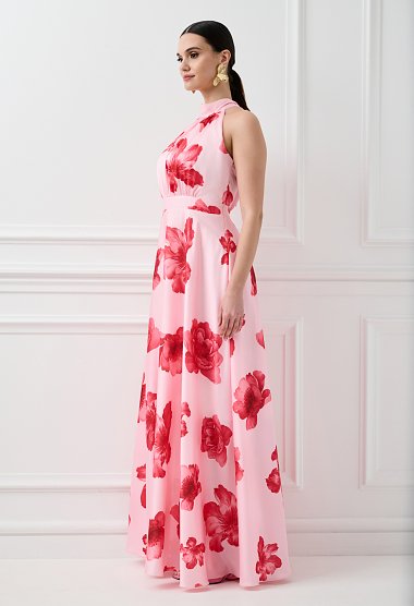 Floral maxi dress with halter neck