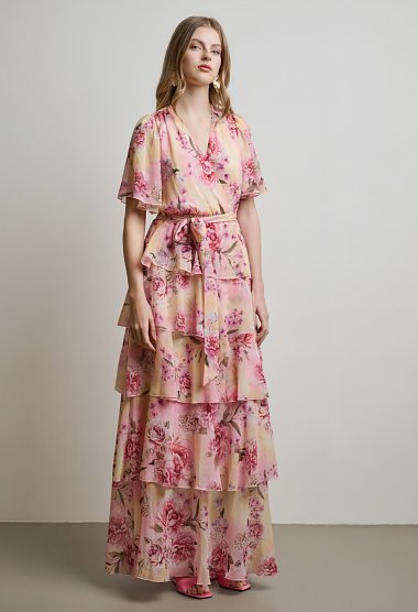 Printed maxi dress with ruffles