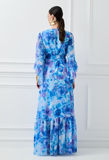Maxi wrap dress with floral print