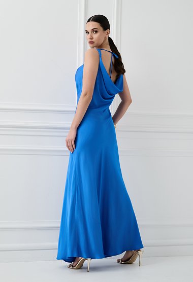 Blue backless maxi dress