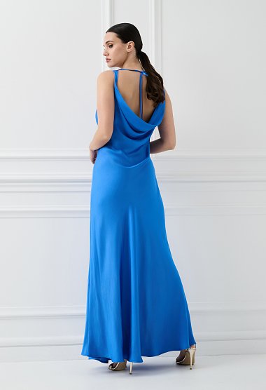 Blue backless maxi dress