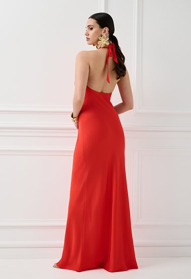 Maxi φόρεμα halter κόκκινο
