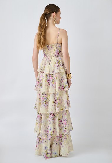 Floral maxi dress with straps and ruffles