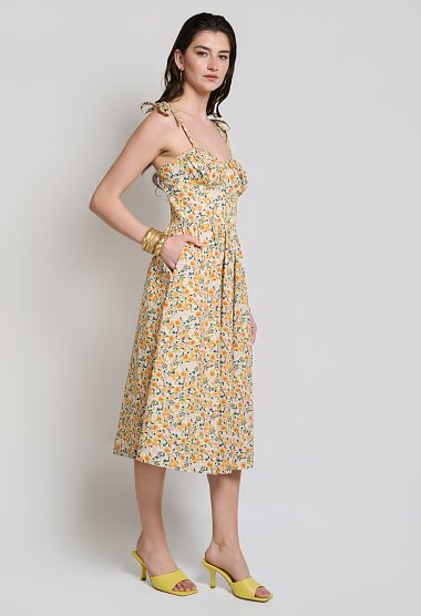 Floral midi dress with tie straps