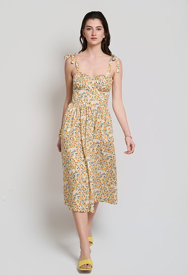 Floral midi dress with tie straps