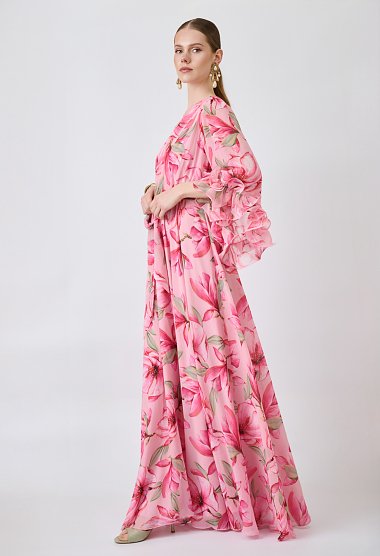 One-shoulder maxi floral dress