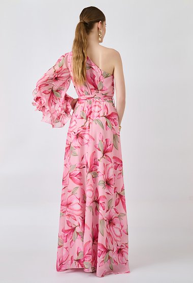 One-shoulder maxi floral dress
