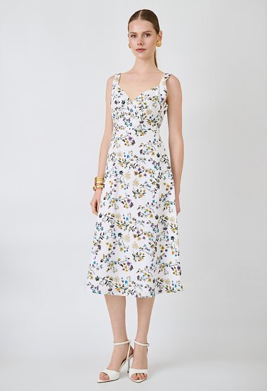 Floral midi dress with an open back