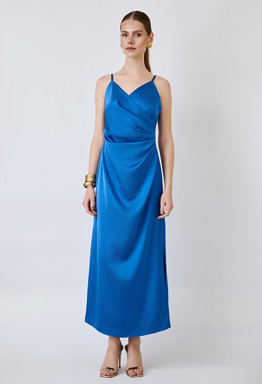 Satin maxi dress with draped detail
