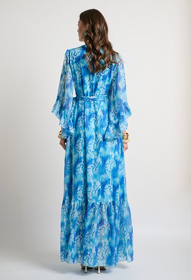 Printed wrap maxi dress with a V-neckline