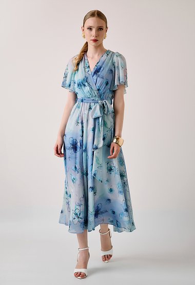 Floral midi dress with tie-back detail