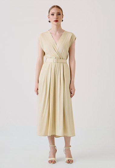 Wrap midi dress with belt