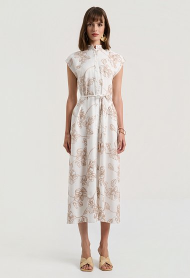Μάξι φόρεμα με floral κέντημα