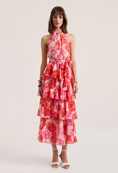 Floral maxi dress with ruffles
