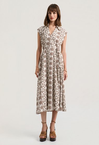 Midi wrap dress with geometric print