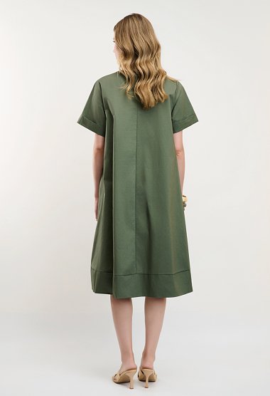 Oversized midi φόρεμα με τσέπες χακί