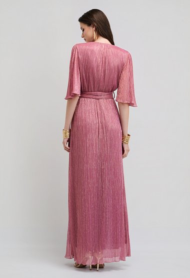 Maxi Pleated Occasion Dress with Belt