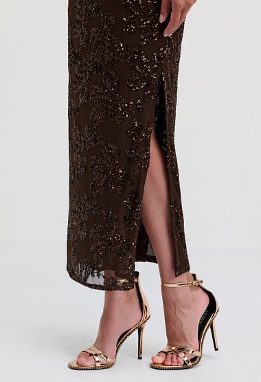 Midi sequin dress with spaghetti straps
