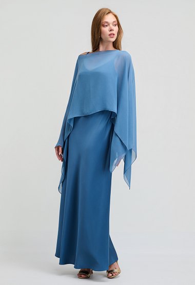 Maxi satin φόρεμα με ρυθμιζόμενες τιράντες