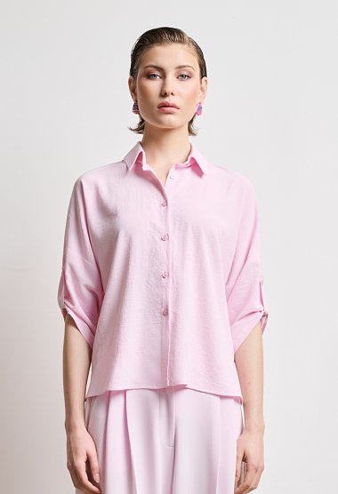 Pink oversized short-sleeve shirt