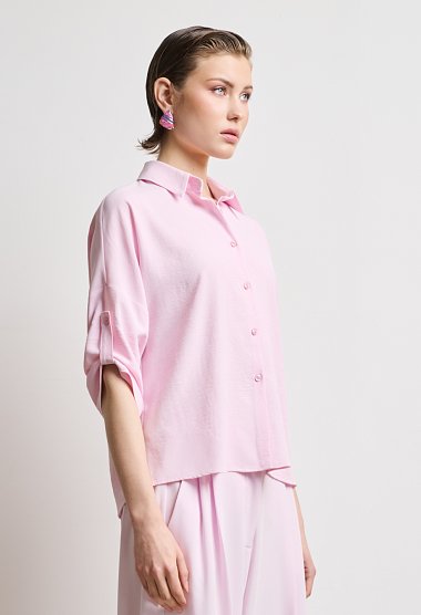 Pink oversized short-sleeve shirt