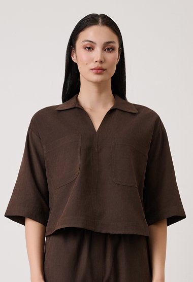 Oversized blouse with short sleeves