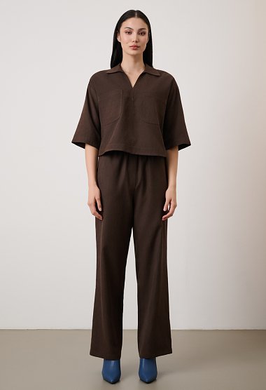Oversized blouse with short sleeves