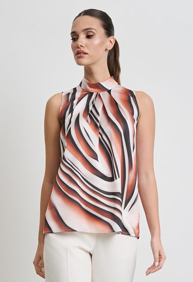 Sleeveless top with abstract pattern