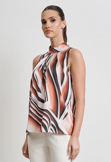 Sleeveless top with abstract pattern