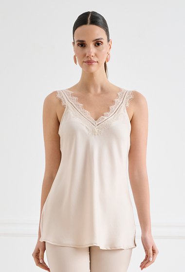 Satin top with lace