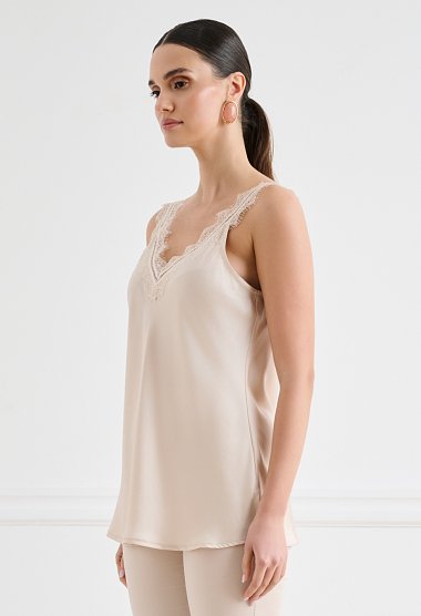 Satin top with lace