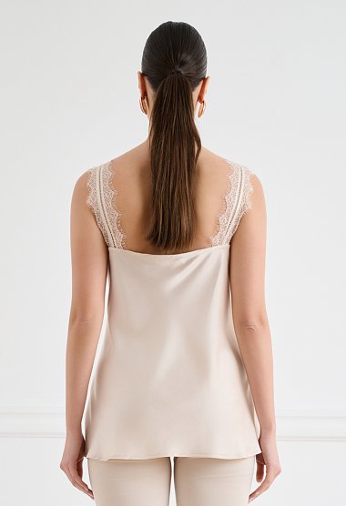 Satin top with lace