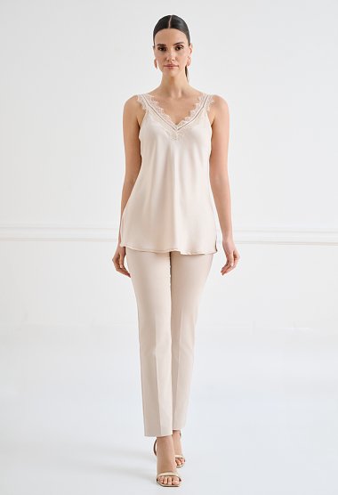 Satin top with lace