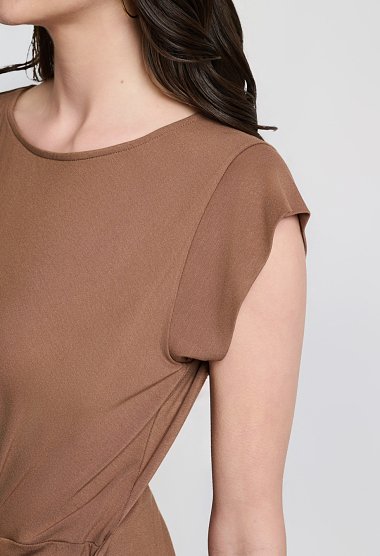 Blouse with side tie and ruching