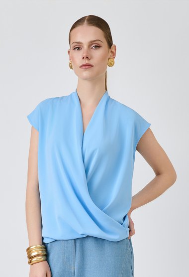 Wrap blouse with short sleeves