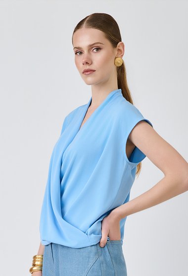 Wrap blouse with short sleeves