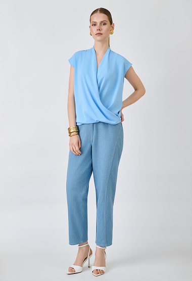 Wrap blouse with short sleeves