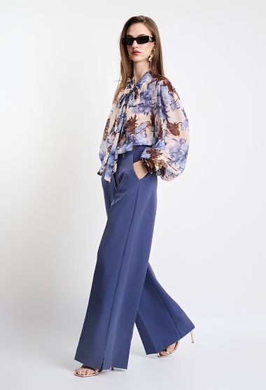 Floral tie-neck blouse