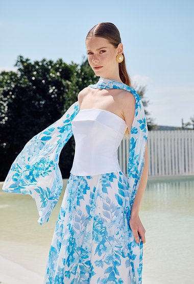 Strapless top with a smocked back
