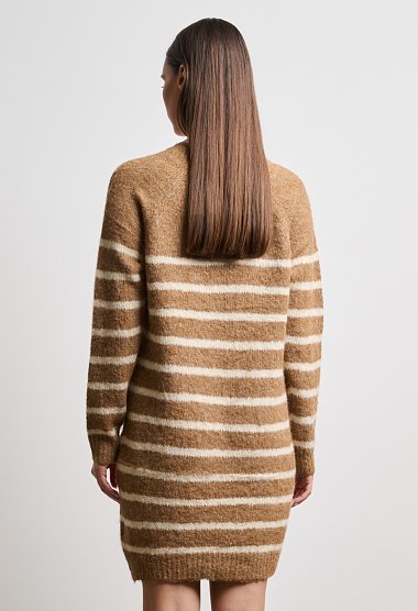 Striped knit dress with decorative buttons